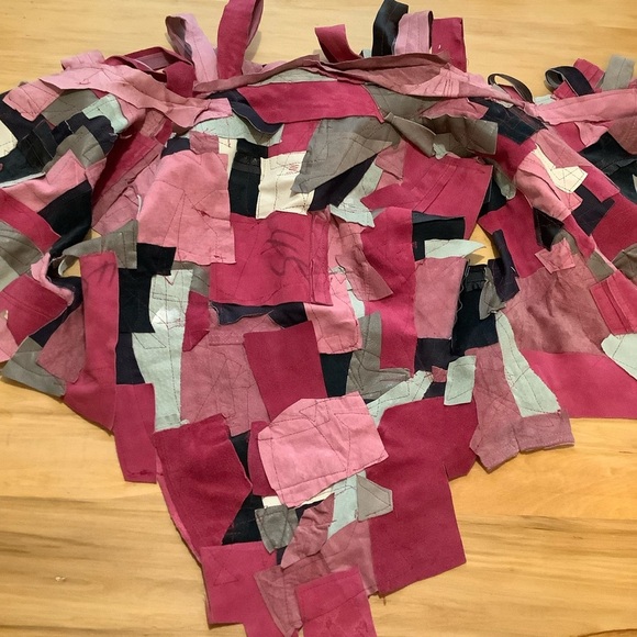 LOVEMATTERS Designer Deconstructed Pink Suede Patchwork Vest - Picture 10 of 15